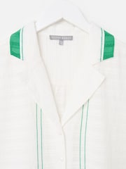 Oliver Bonas Cream Embroidered Short Sleeve Shirt - Image 5 of 7