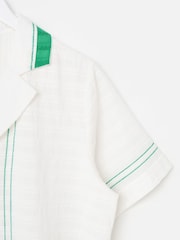 Oliver Bonas Cream Embroidered Short Sleeve Shirt - Image 6 of 7