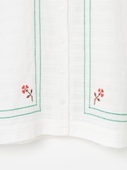 Oliver Bonas Cream Embroidered Short Sleeve Shirt - Image 7 of 7