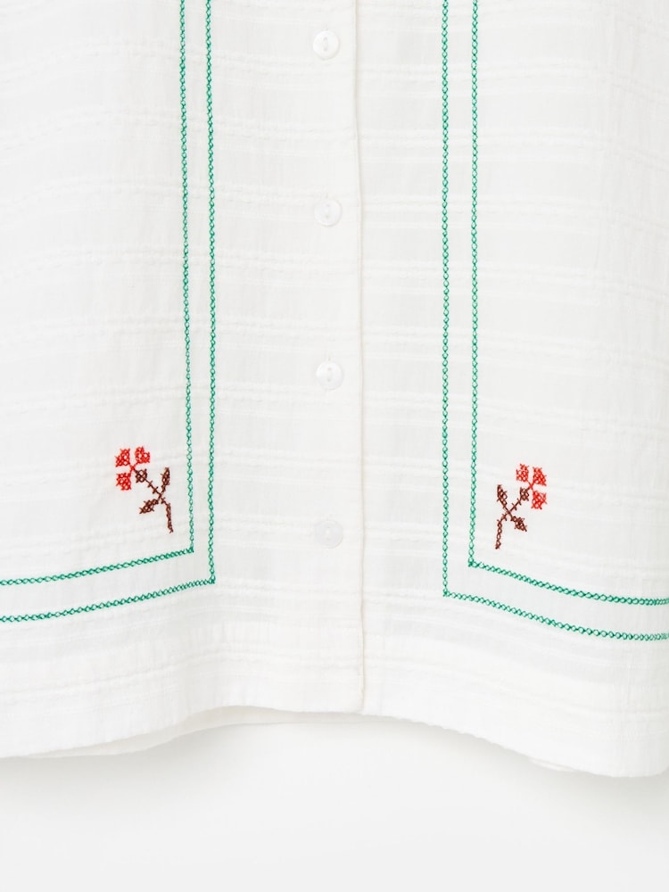 Oliver Bonas Cream Embroidered Short Sleeve Shirt - Image 7 of 7 Oliver Bonas Cream Embroidered Short Sleeve Shirt - Image 7 of 7