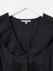 Oliver Bonas Floral Embroidered Frill Collar Tiered Midi Dress - 8суретінің 5 суреті