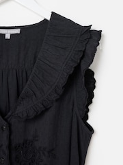 Oliver Bonas Floral Embroidered Frill Collar Tiered Midi Dress - 8суретінің 6 суреті