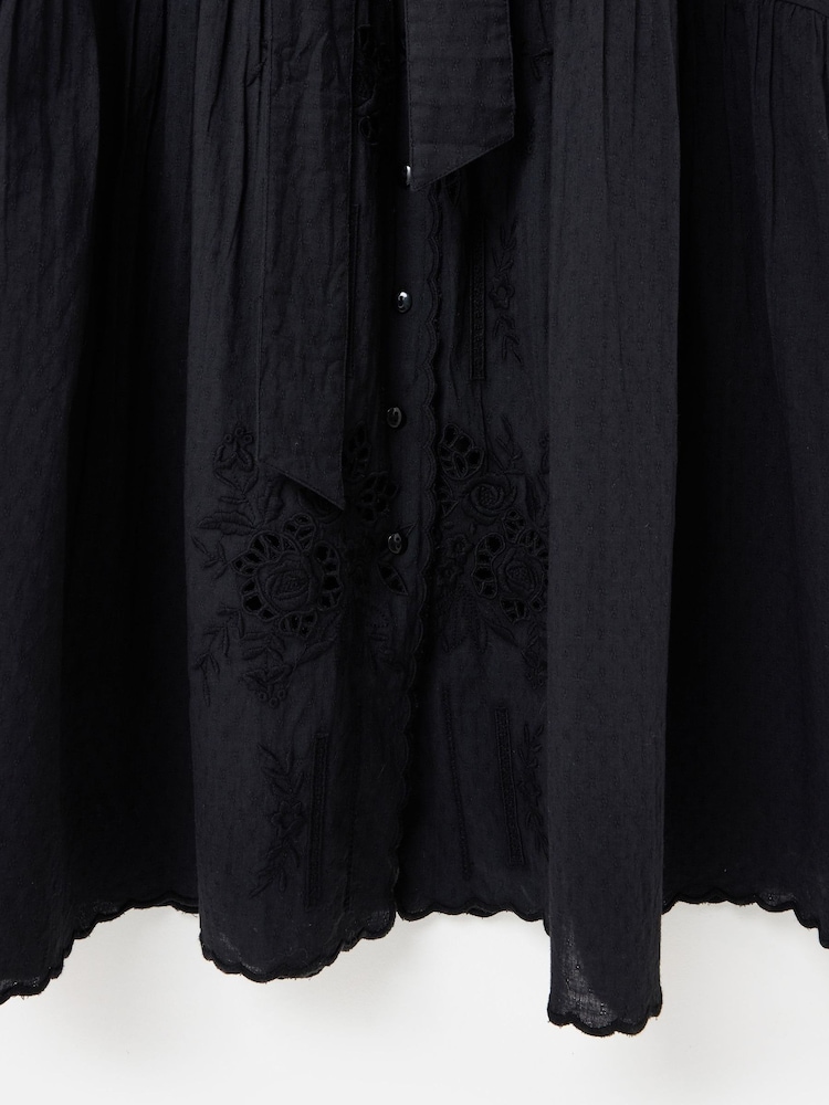 Oliver Bonas Floral Embroidered Frill Collar Tiered Midi Dress - 8суретінің 8 суреті Oliver Bonas Floral Embroidered Frill Collar Tiered Midi Dress - 8суретінің 8 суреті