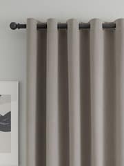 Catherine Lansfield Grey Wilson Thermal Blackout Lined Eyelet Curtains - Image 3 of 5