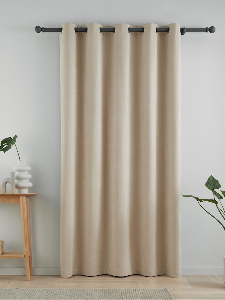 Catherine Lansfield Natural Wilson Thermal Fleece Lined Door Curtain Panel - Image 2 of 3