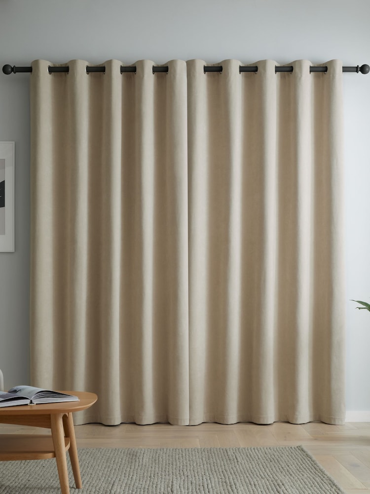 Catherine Lansfield Natural Wilson Thermal Blackout Lined Eyelet Curtains - Image 2 of 5