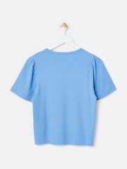 Oliver Bonas Blue Ribbed Short Sleeve Henley Top - Image 4 of 7