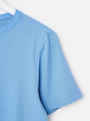 Oliver Bonas Blue Ribbed Short Sleeve Henley Top - Image 6 of 7