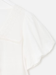 Oliver Bonas Cream Broderie Crochet Button Up Puff Sleeve Blouse - Image 6 of 7