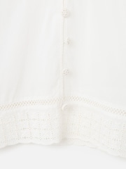 Oliver Bonas Cream Broderie Crochet Button Up Puff Sleeve Blouse - Image 7 of 7