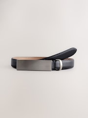 Črna/srebrna - Plaketa zaponka Premium Made In Italy usnje Skinny Belt - Slika 6 iz 8