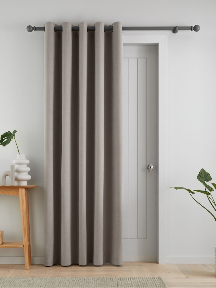Catherine Lansfield Grey Wilson Thermal Fleece Lined Door Curtain Panel - Image 1 of 3