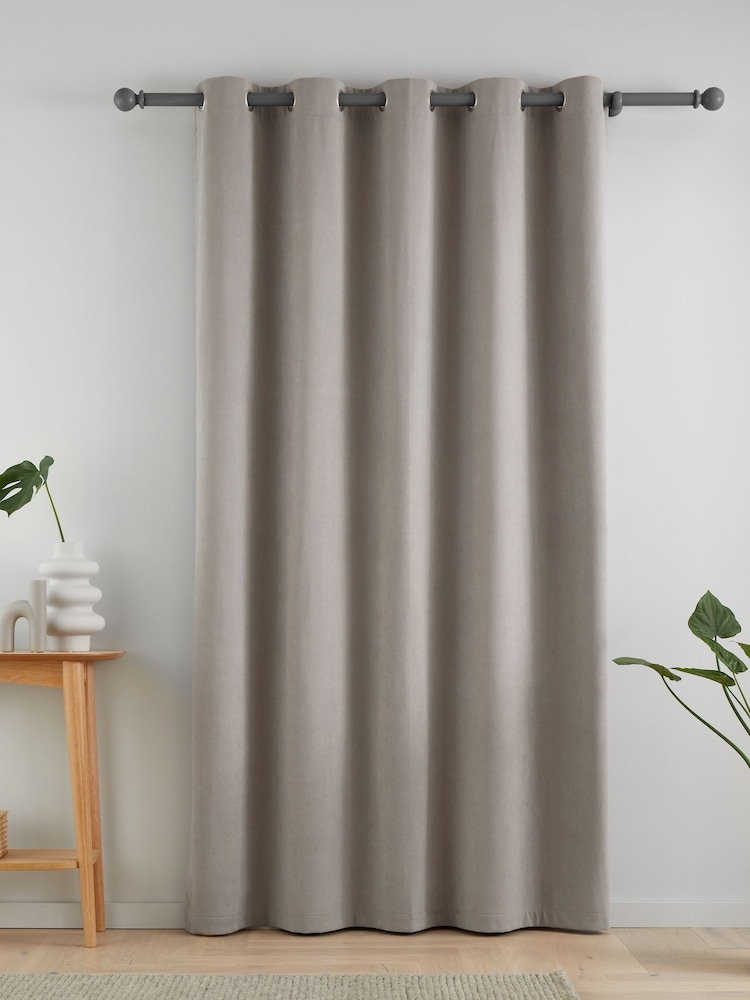 Catherine Lansfield Grey Wilson Thermal Fleece Lined Door Curtain Panel - Image 2 of 3