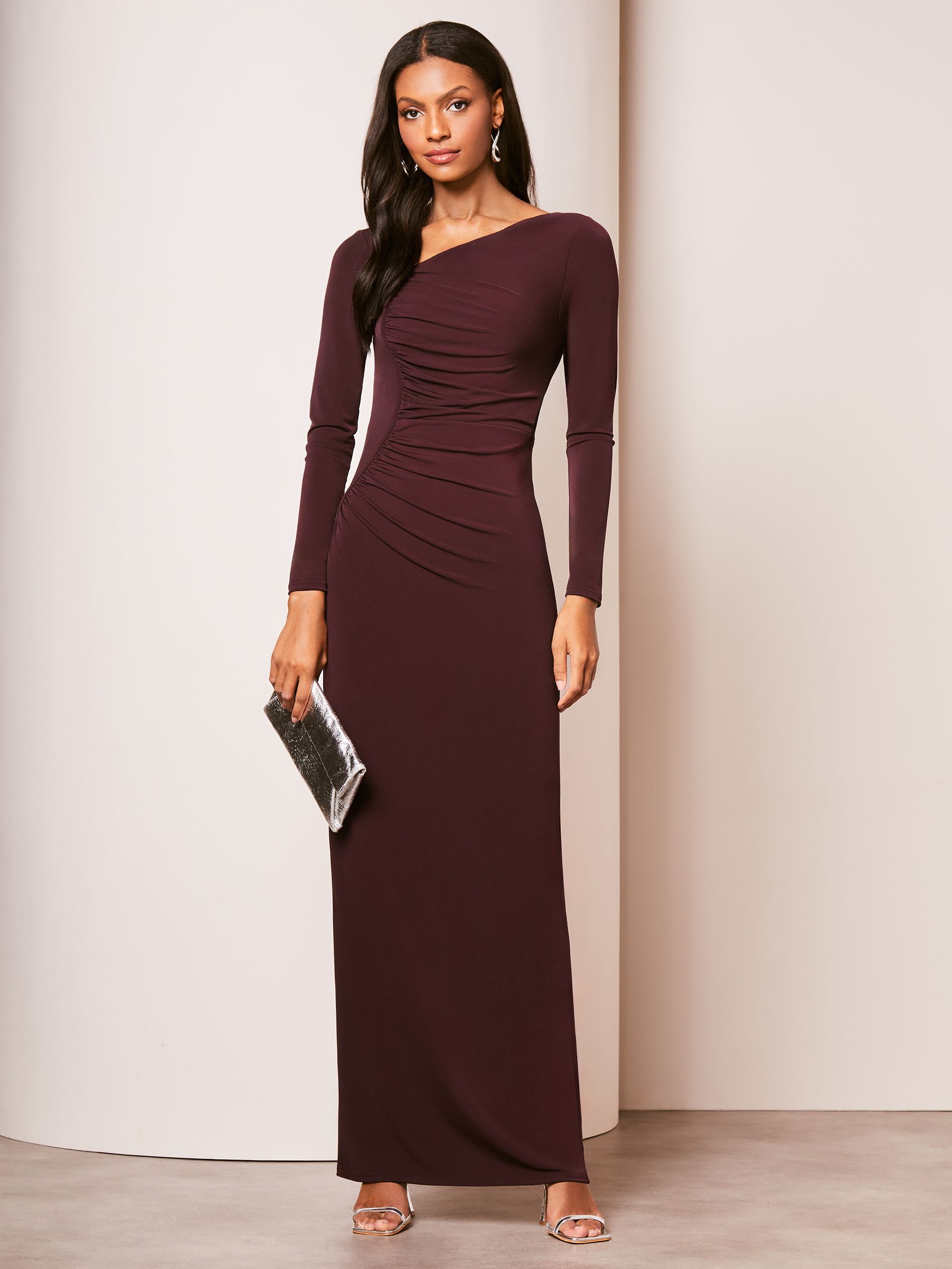 Purple long sleeve maxi dress sale