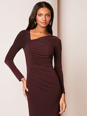 Lipsy Purple Long Sleeve Ruched Maxi Dress - Image 3 of 4