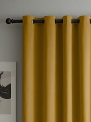 Catherine Lansfield Yellow Wilson Thermal Blackout Lined Eyelet Curtains - Image 3 of 5