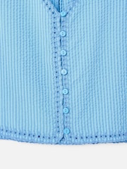 Oliver Bonas Blue Striped Embroidered V-Neck Waistcoat - Image 7 of 7