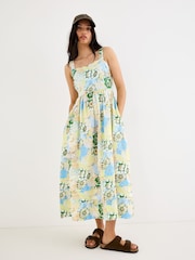 Oliver Bonas Floral Scalloped Strappy Midi Dress - Image 1 of 7