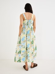 Oliver Bonas Floral Scalloped Strappy Midi Dress - Image 2 of 7