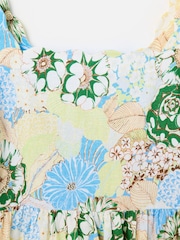 Oliver Bonas Floral Scalloped Strappy Midi Dress - Image 5 of 7