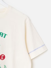 Oliver Bonas Cream Cool Cat Graphic T-Shirt - Image 5 of 7