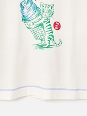 Oliver Bonas Cream Cool Cat Graphic T-Shirt - Image 6 of 7