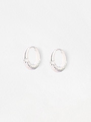 Oliver Bonas Silver Tone Delia Machine Textured Clicker Hoop Earrings - Image 1 of 4