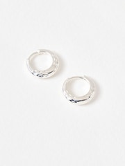 Oliver Bonas Silver Tone Delia Machine Textured Clicker Hoop Earrings - Image 3 of 4