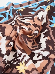 Oliver Bonas Blue Tiger Square Scarf - Image 5 of 6