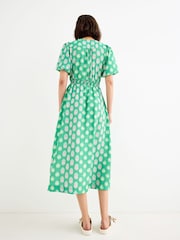 Oliver Bonas Green Polka Dot V-Neck Midi Dress - Image 2 of 7