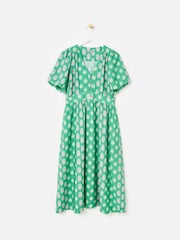 Oliver Bonas Green Polka Dot V-Neck Midi Dress - Image 3 of 7