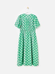 Oliver Bonas Green Polka Dot V-Neck Midi Dress - Image 4 of 7