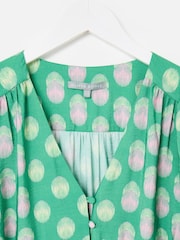 Oliver Bonas Green Polka Dot V-Neck Midi Dress - Image 5 of 7
