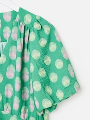 Oliver Bonas Green Polka Dot V-Neck Midi Dress - Image 6 of 7