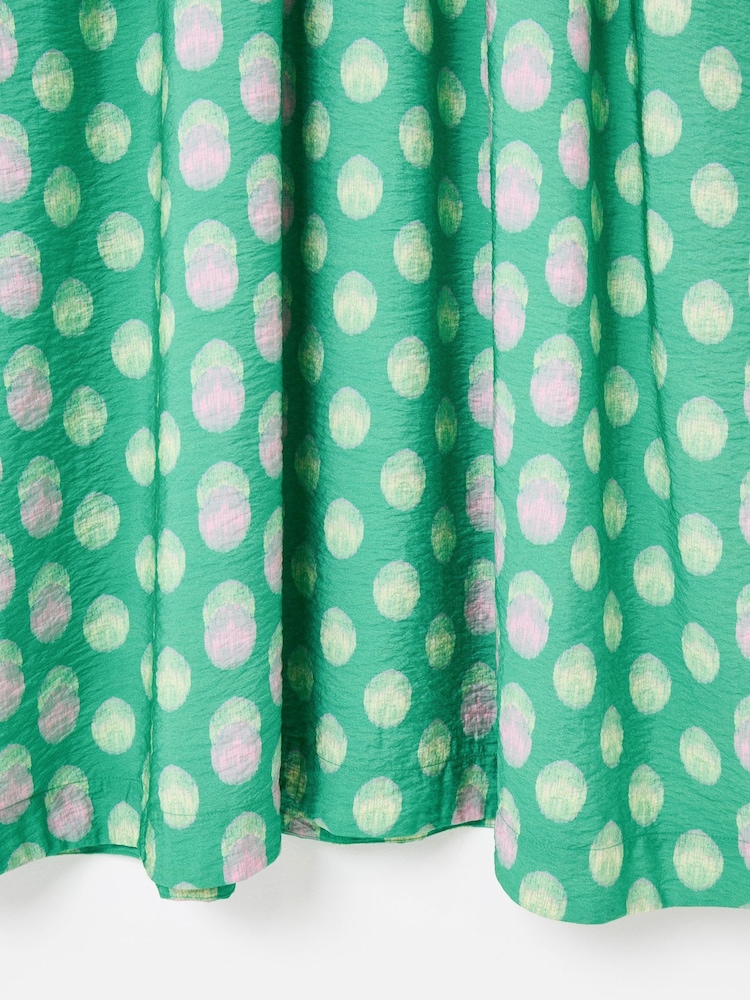 Oliver Bonas Green Polka Dot V-Neck Midi Dress - Image 7 of 7 Oliver Bonas Green Polka Dot V-Neck Midi Dress - Image 7 of 7