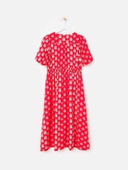 Oliver Bonas Red Polka Dot V-Neck Midi Dress - Image 4 of 7