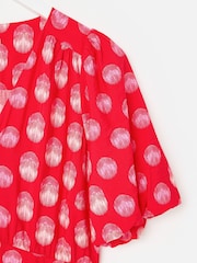 Oliver Bonas Red Polka Dot V-Neck Midi Dress - Image 6 of 7