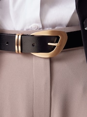 Black/Gold Premium Made In Italy Regular Leather Belt - Image 5 of 8