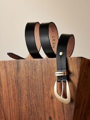 Black/Gold Premium Made In Italy Regular Leather Belt - Image 6 of 8