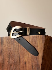 Black/Gold Premium Made In Italy Regular Leather Belt - Image 7 of 8