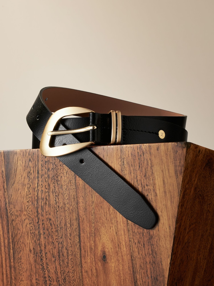Black/Gold Premium Made In Italy Regular Leather Belt - Image 7 of 8