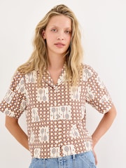 Oliver Bonas Gingham Badminton Print Short Sleeve Shirt - Bild 1 von 7