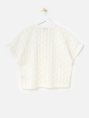 Oliver Bonas Cream Broderie Boxy Short Sleeve Blouse - Image 4 of 7