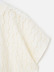Oliver Bonas Cream Broderie Boxy Short Sleeve Blouse - Image 6 of 7
