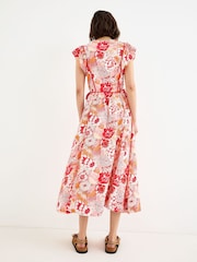 Oliver Bonas Floral V-Neck Tie Waist Midi Dress - Bild 2 von 8