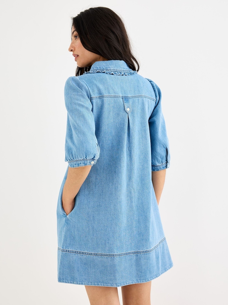 Oliver Bonas Frill Collar Denim Mini Dress - Bild 2 von 8