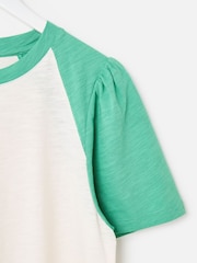 Oliver Bonas Green Slub Cotton Colour Block T-Shirt - Image 4 of 6