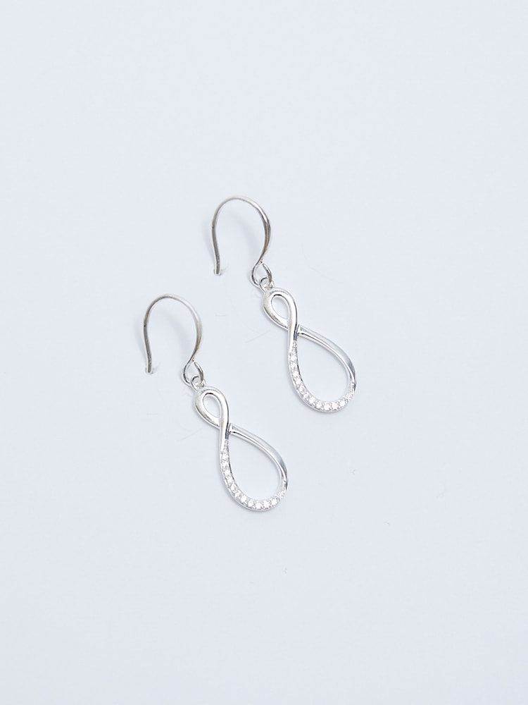 Simply Silver Silver Tone Polished And Cubic Zirconia Infinity Drop Earrings - Image 1 of 3 Simply Silver Silver Tone Polished And Cubic Zirconia Infinity Drop Earrings - Image 1 of 3