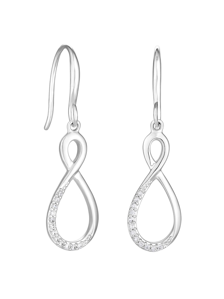 Simply Silver Silver Tone Polished And Cubic Zirconia Infinity Drop Earrings - Image 2 of 3 Simply Silver Silver Tone Polished And Cubic Zirconia Infinity Drop Earrings - Image 2 of 3