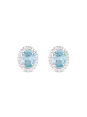 Simply Silver Silver Tone Topaz Halo Earrings - Image 1 of 4